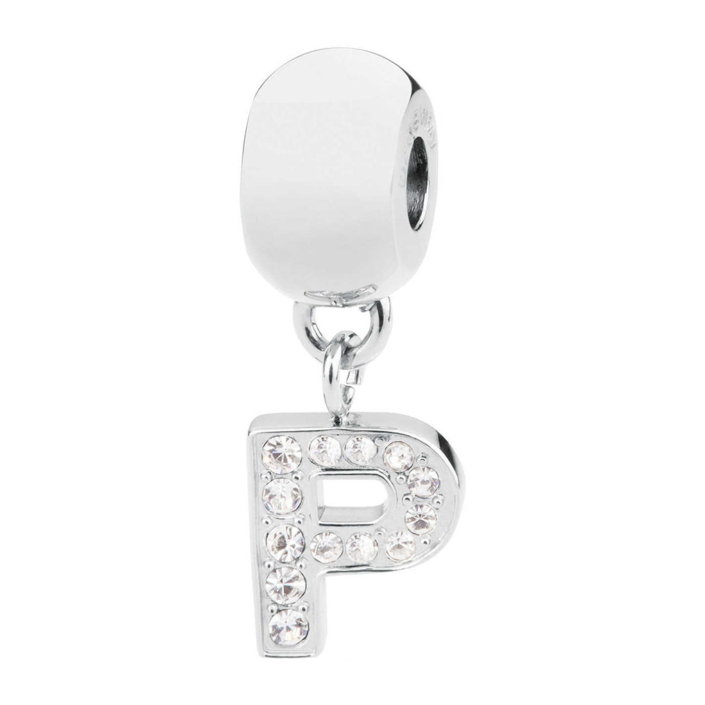 CHARM DONNA TRES JOLIE MINI, LETTERA P, RODIO, CON SWAROVSKI BROSWAY