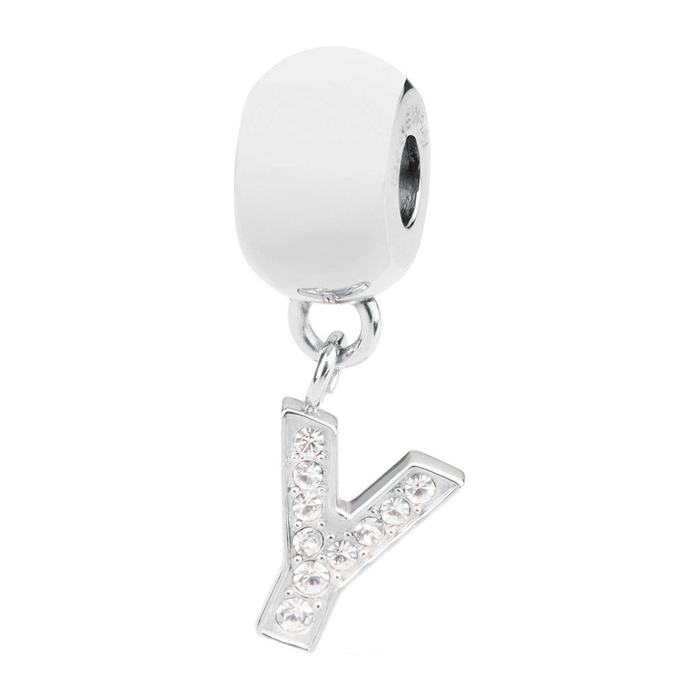 CHARM DONNA TRES JOLIE MINI, LETTERA Y, COLOR RODIO, CON SWAROVSKI BROSWAY