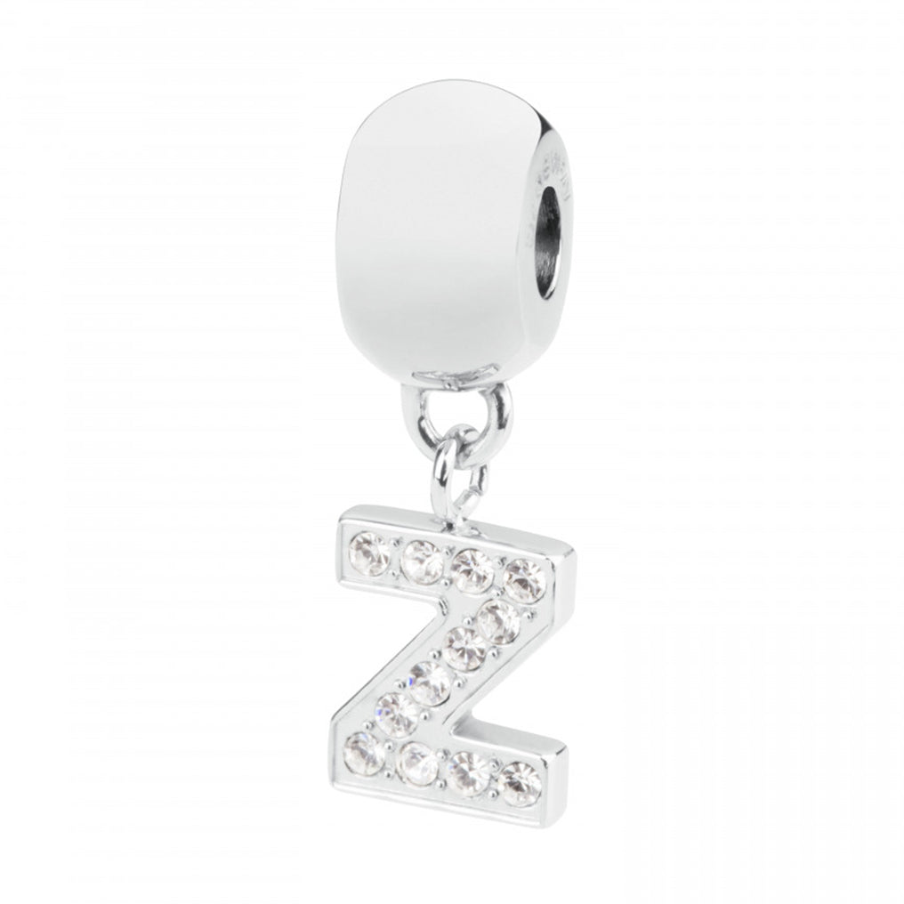 CHARM DONNA TRES JOLIE MINI, LETTERA Z, COLOR RODIO, CON SWAROVSKI BROSWAY