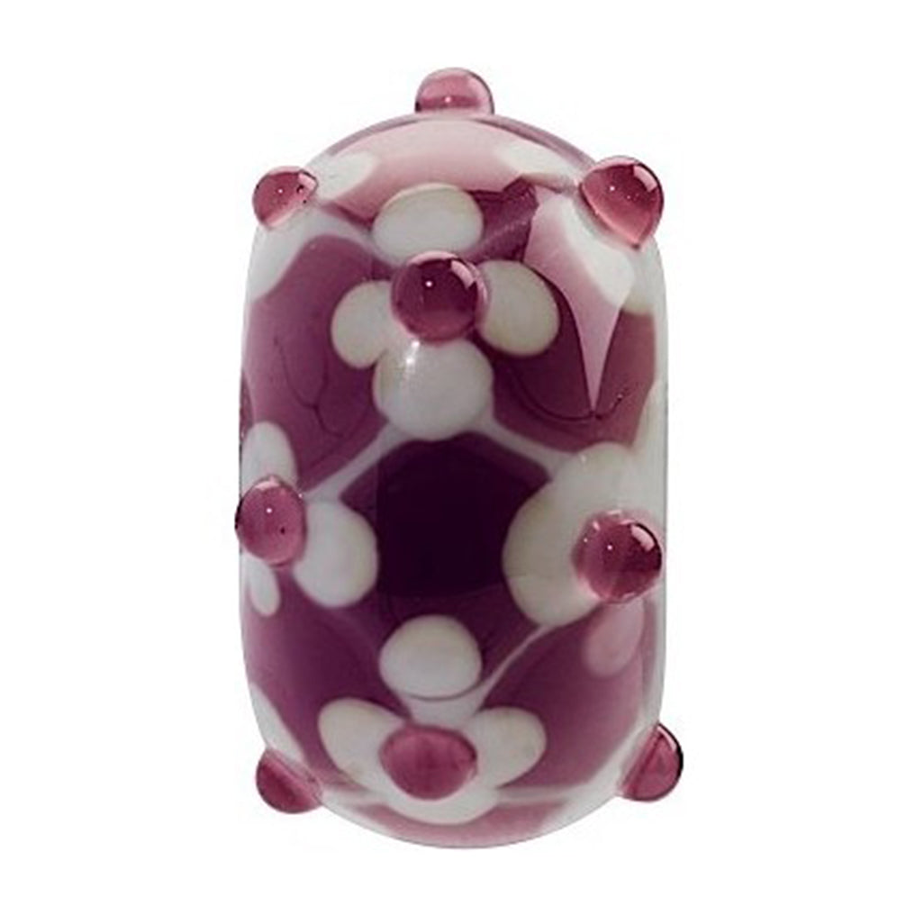 CHARM DONNA TRES JOLIE MINI, PAZIENZA, VETRO VIOLA E FIORI BIANCHI BROSWAY