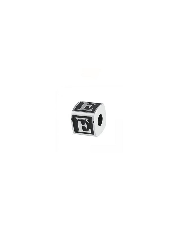 CHARM UOMO TJ MAN, LETTERA E, COLOR RODIO BROSWAY