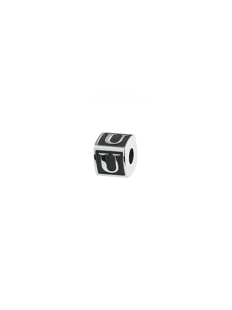 CHARM UOMO LETTERA U, TJ MAN COLOR RODIO PVD NERO, BROSWAY