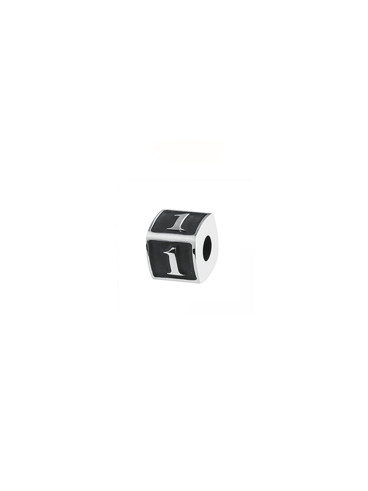 CHARM UOMO NUMERO 1, TJ MAN COLOR RODIO PVD NERO, BROSWAY