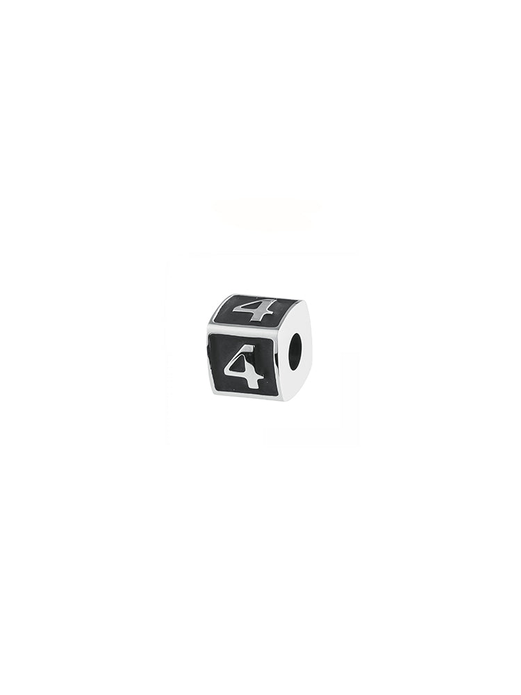 CHARM UOMO NUMERO 4, TJ MAN COLOR RODIO PVD NERO, BROSWAY