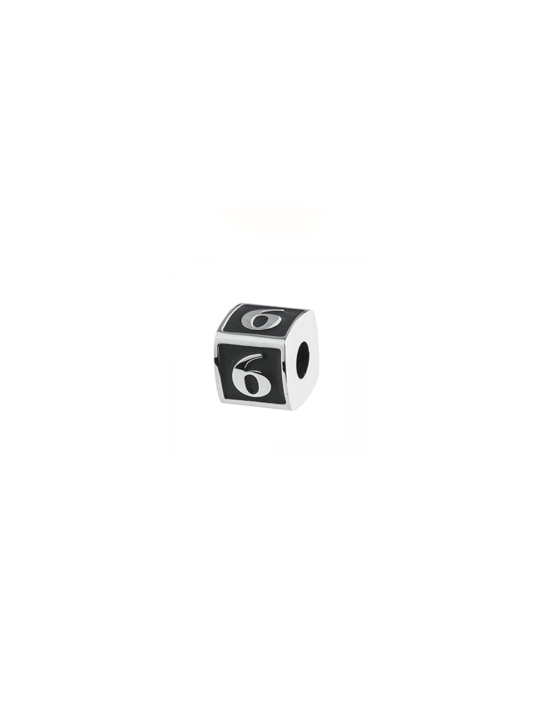 CHARM UOMO NUMERO 6, TJ MAN COLOR RODIO PVD NERO, BROSWAY