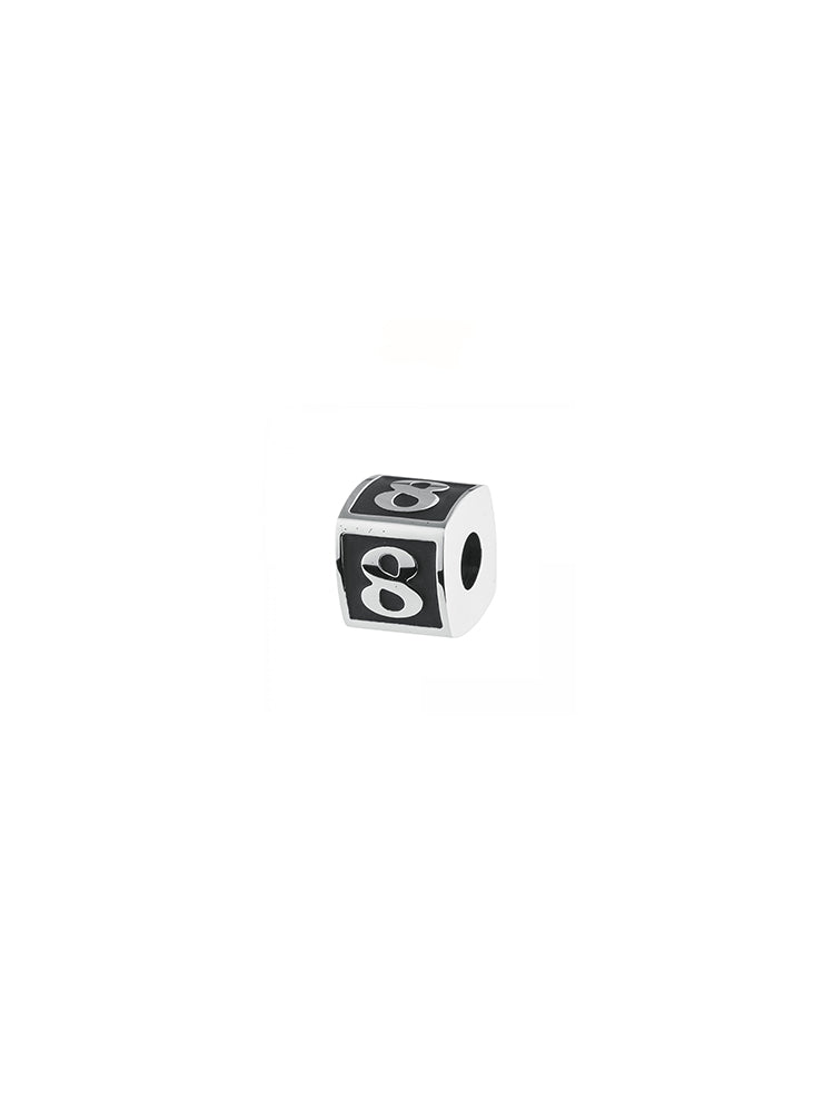 CHARM UOMO NUMERO 8, TJ MAN COLOR RODIO PVD NERO, BROSWAY