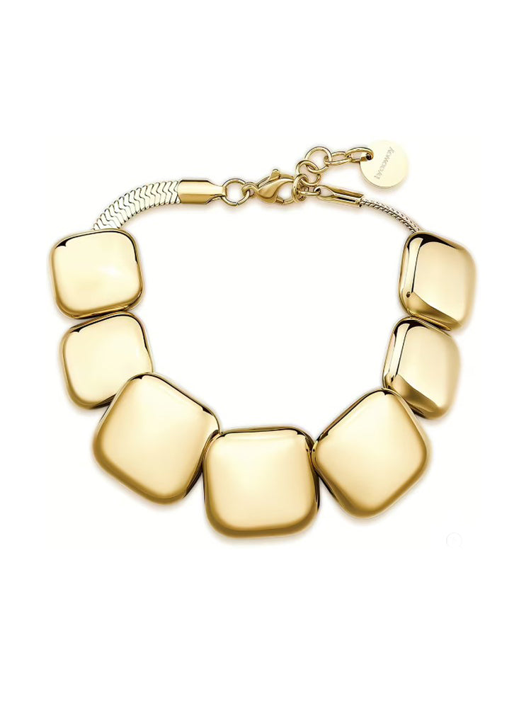 BRACCIALE DONNA MUSE IN ACCIAIO DORATO CON DETTAGLI QUADRATI BROSWAY