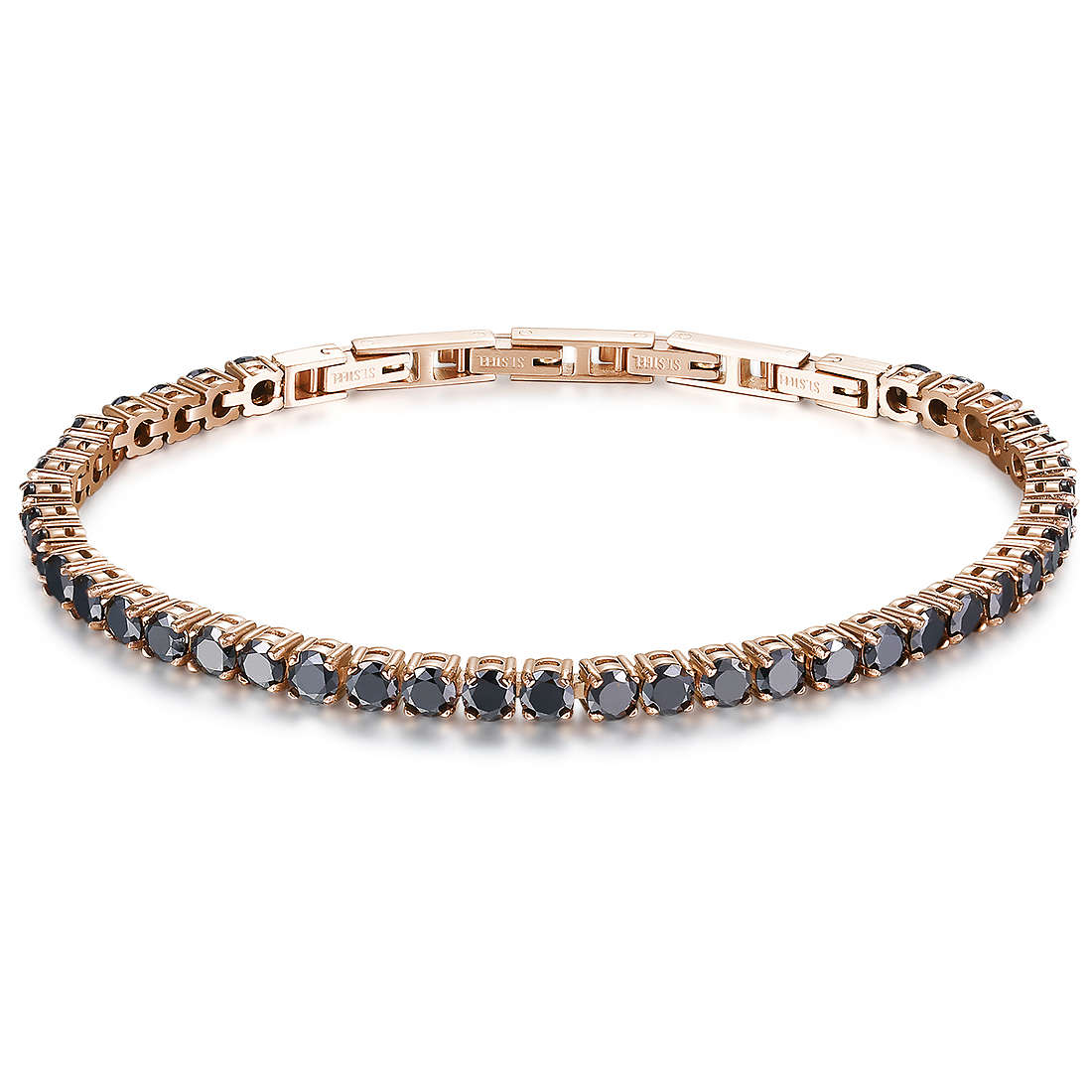 BRACCIALE UOMO AVANTGARDE,TENNIS BASE ORO ROSA CON ZIRCONI NERI BROSWAY
