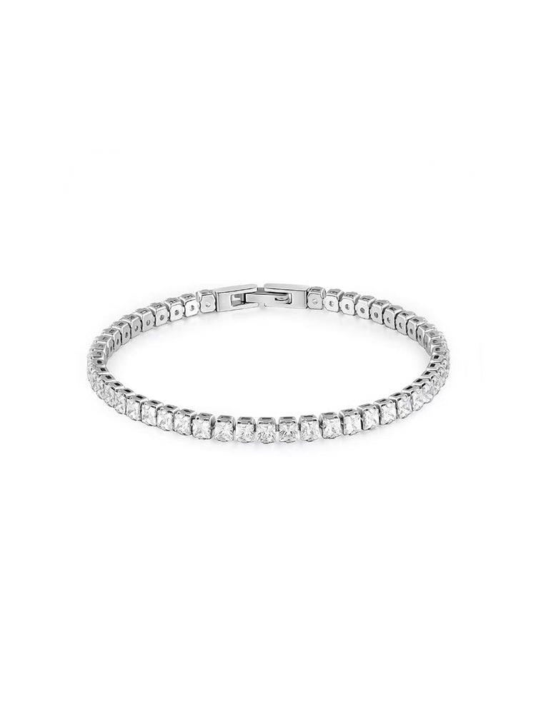 BRACCIALE UOMO AVANTGARDE TENNIS IN ACCIAIO E ZIRCONI BIANCHI