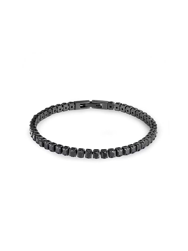 BRACCIALE UOMO AVANTGARDE IN ACCIAIO BRUNITO E ZIRCONI NERI BROSWAY