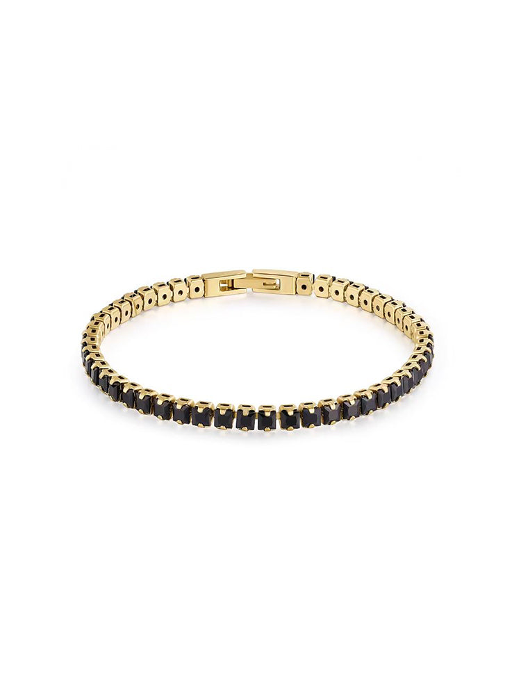 BRACCIALE UOMO AVANTGARDE TENNIS IN ACCIAIO DORATO E ZIRCONI NERI BROSWAY