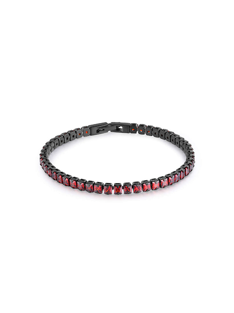 BRACCIALE UOMO AVANTGARDE TENNIS IN ACCIAIO NERO E ZIRCONI ROSSI BROSWAY