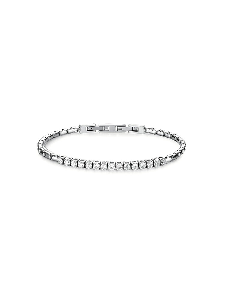 BRACCIALE UOMO AVANTGARDE IN ACCIAIO A CATENA CON ZIRCONI BIANCHI CENTRALI BROSWAY