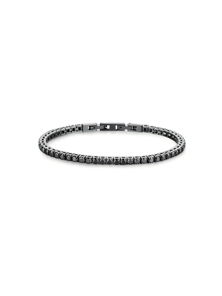 BRACCIALE UOMO AVANTGARDE TENNIS IN ACCIAIO BRUNITO CON ZIRCONI NERI BROSWAY