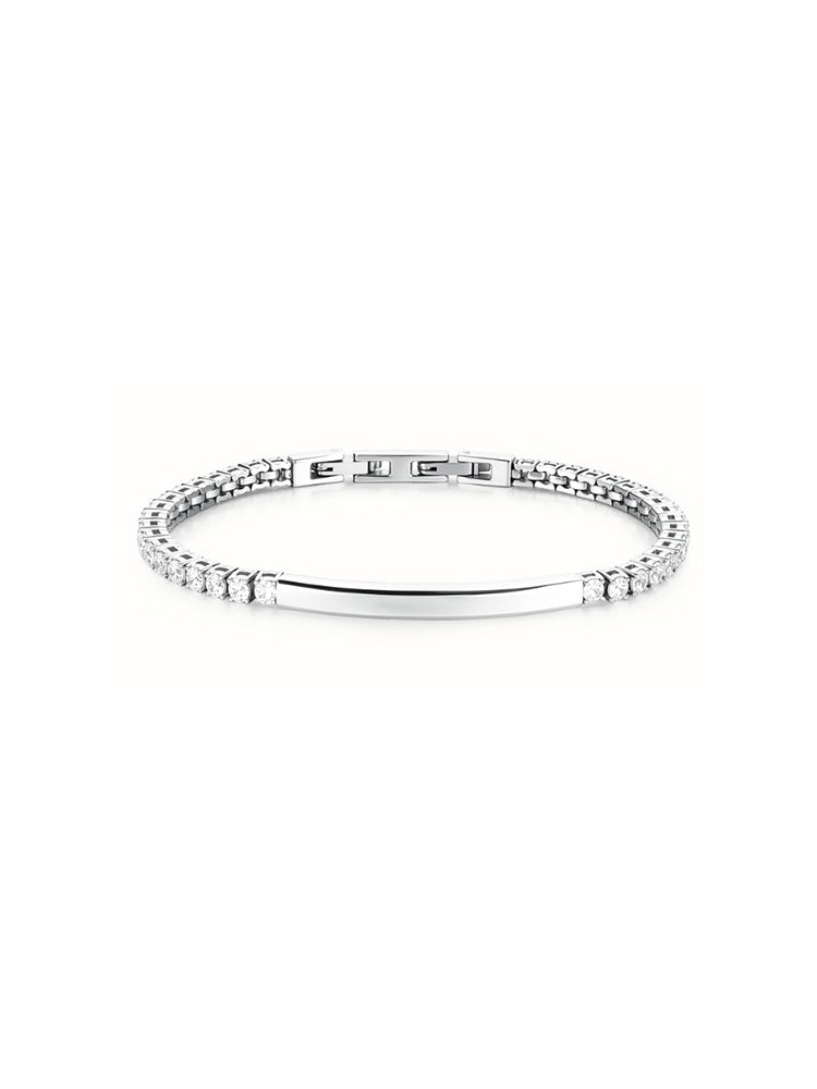 BRACCIALE UOMO AVANTGARDE IN ACCIAIO CON ZIRCONI BIANCHI E PLACCHETTA CENTRALE BROSWAY