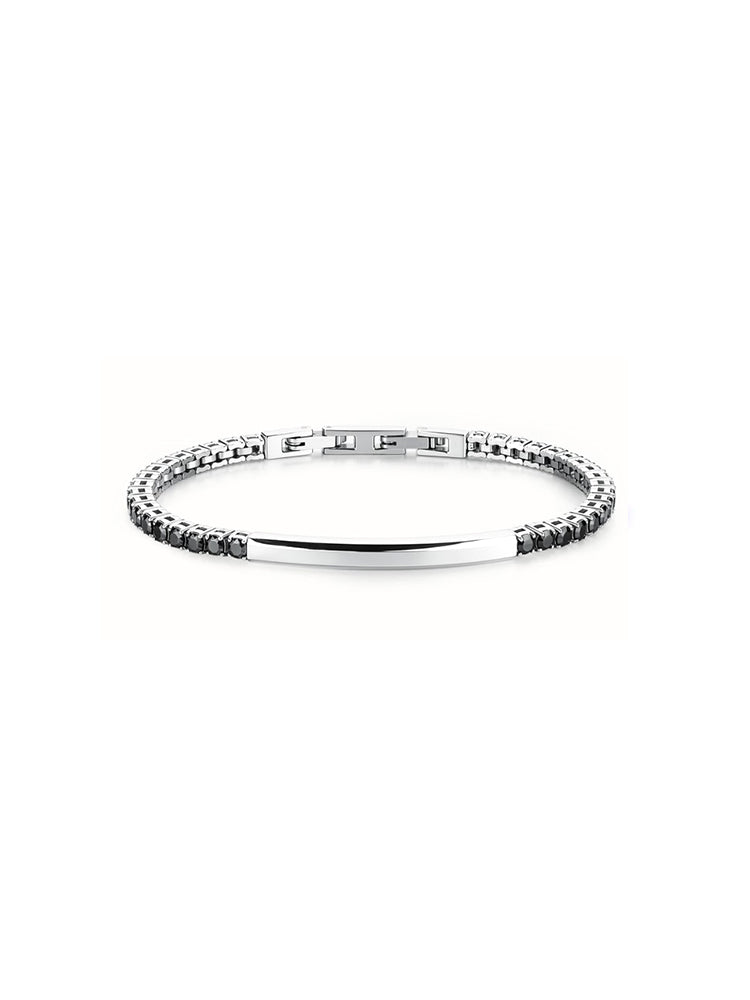 BRACCIALE UOMO AVANTGARDE IN ACCIAIO CON ZIRCONI NERI E PLACCHETTA CENTRALE BROSWAY