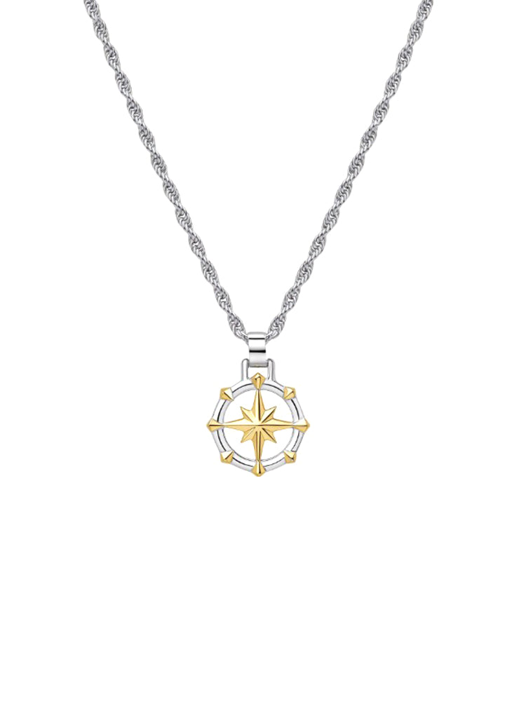 COLLANA UOMO IN ACCIAIO BICOLORE CON ROSA DEI VENTI BROSWAY