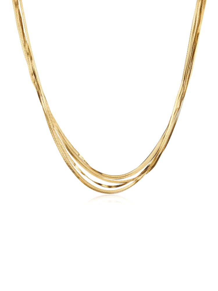 COLLANA DONNA WEAVE DORATA CON CATENE SNAKE BROSWAY