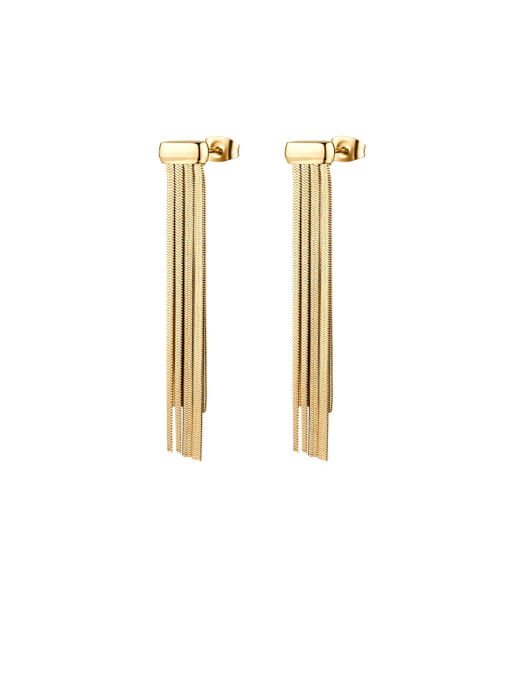 ORECCHINI DONNA WEAVE PENDENTI DORATI CON CATENE SNAKE BROSWAY