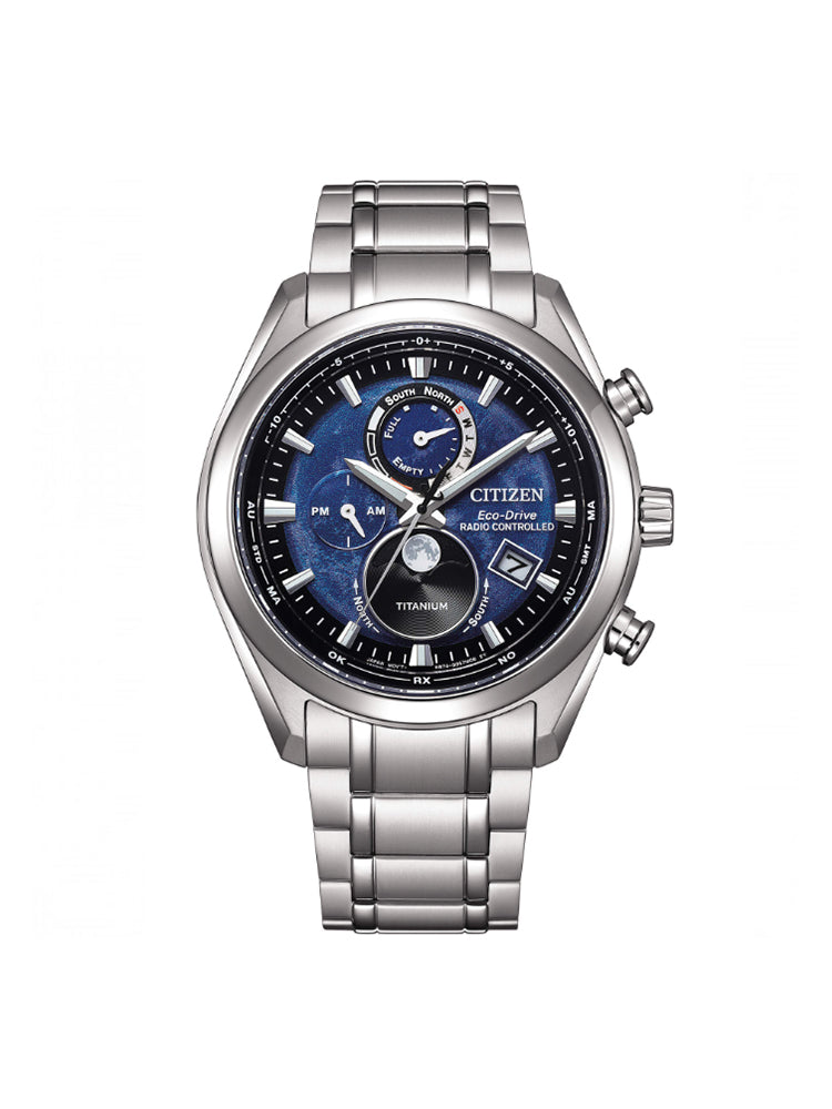 OROLOGIO UOMO TSUKI-YOMI CON FASI LUNARI RADIOCONTROLLATO QUADRANTE BLU CITIZEN