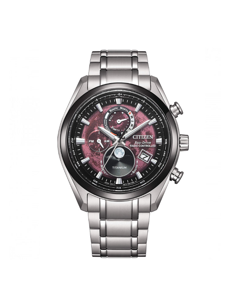 OROLOGIO UOMO TSUKI-YOMI CON FASI LUNARI RADIOCONTROLLATO CON QUADRANTE ROSSO CITIZEN