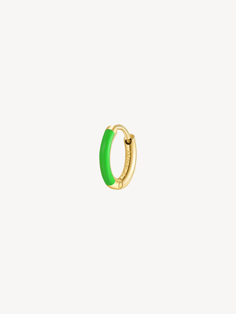 MONO ORECCHINO DONNA SYMPHONIA A CERCHIO IN ACCIAIO DORATO CON SMALTO VERDE BROSWAY