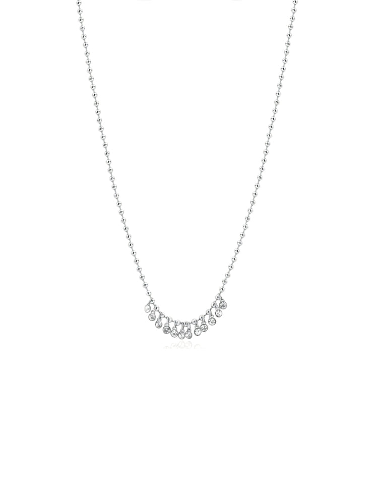 COLLANA DONNA SYMPHONIA IN ACCIAIO E CRISTALLI PENDENTI BIANCHI BROSWAY