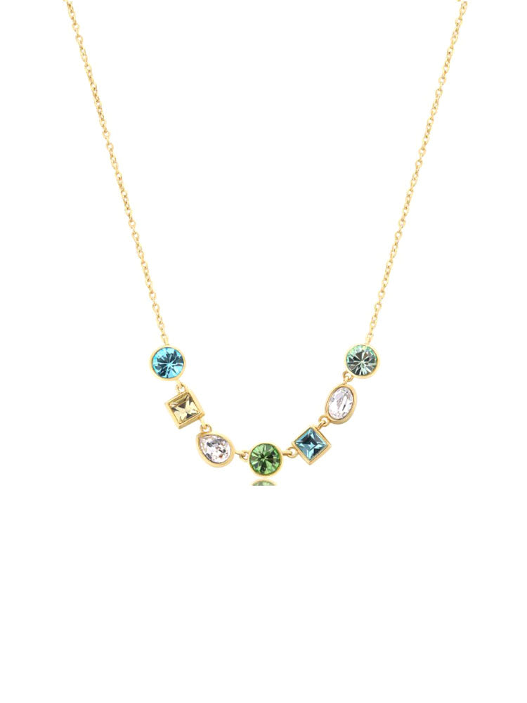 COLLANA DONNA PENDENTE SYMPHONIA IN ACCIAIO COLOR ORO GIALLO CON CRISTALLI MULTICOLOR BROSWAY