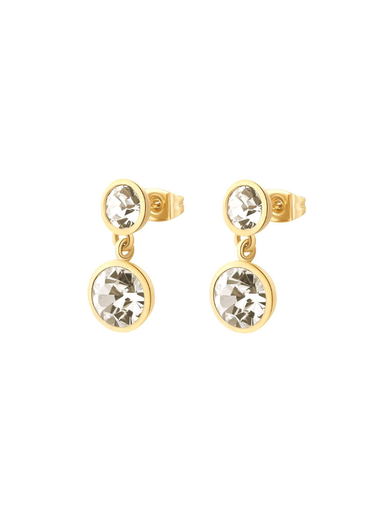 ORECCHINI DONNA PENDENTI SYMPHONIA IN ACCIAIO COLOR ORO GIALLO CON CRISTALLI BIANCHI BROSWAY