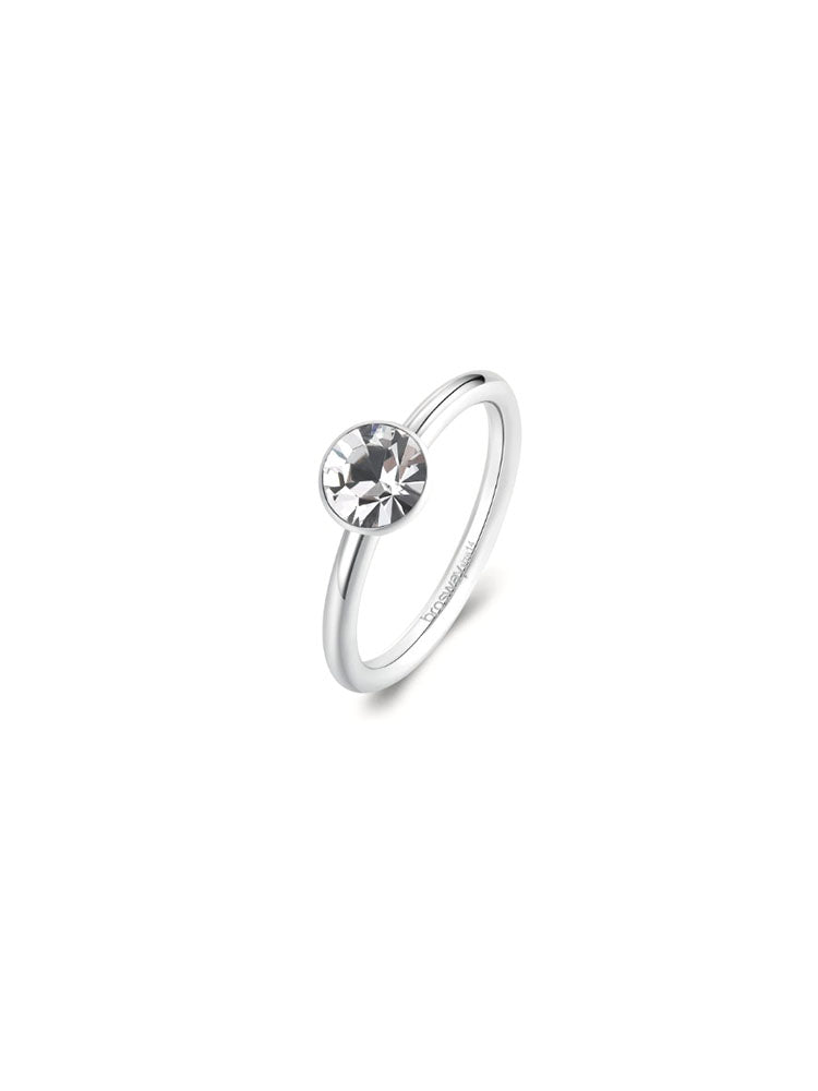 ANELLO DONNA A FANTASIA SYMPHONIA IN ACCIAIO E CRISTALLO BIANCO MISURA 12 BROSWAY