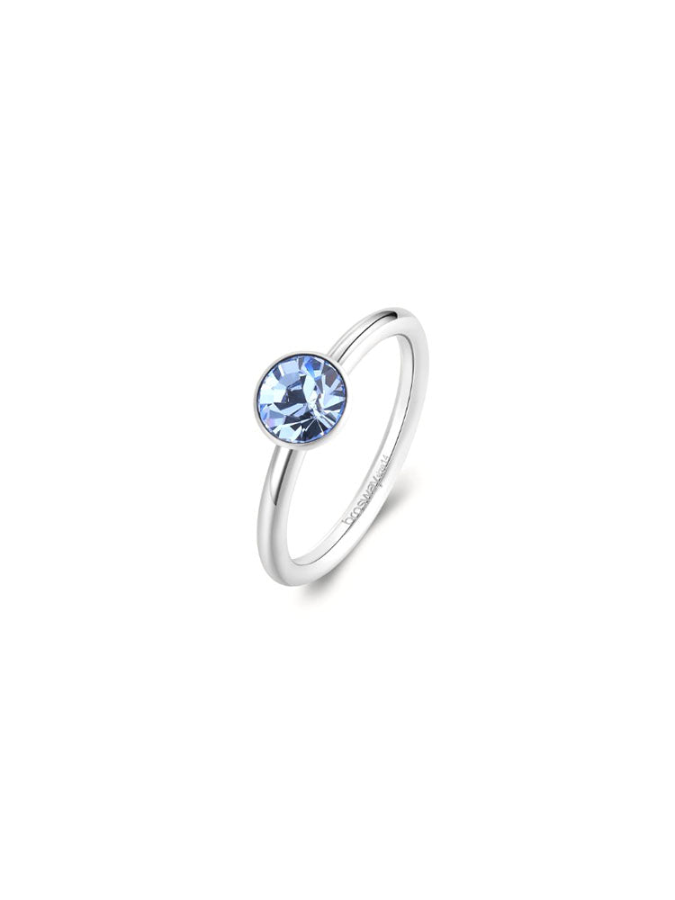 ANELLO DONNA A FANTASIA SYMPHONIA IN ACCIAIO E CRISTALLO AZZURRO MISURA 18 BROSWAY