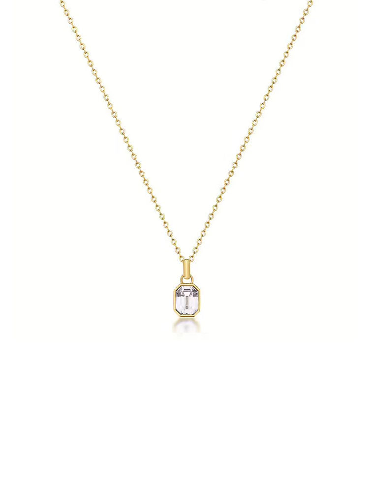 COLLANA DONNA IN ACCIAIO SYMPHONIA DORATA CON PENDENTE OTTOGONALE E CRISTALLO BROSWAY