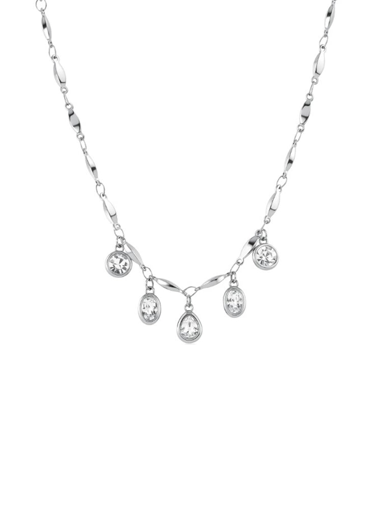 COLLANA DONNA SYMPHONIA IN ACCIAIO CON CRISTALLI BIANCHI PENDENTI BROSWAY