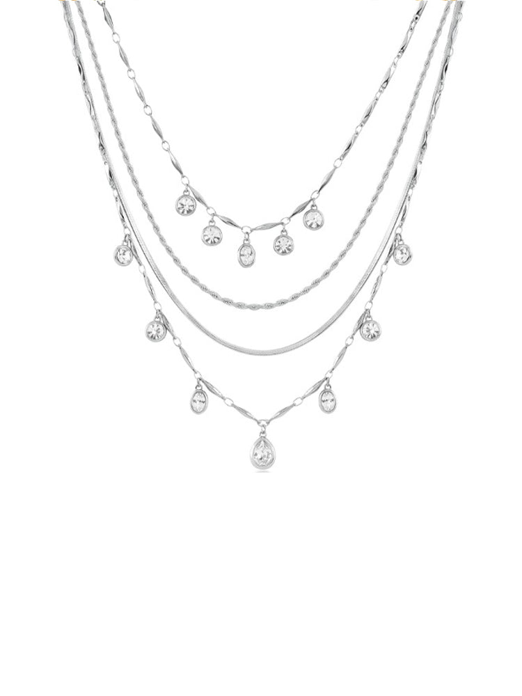 COLLANA DONNA ACCIAIO MULTIFILO CON CRISTALLI BIANCHI BROSWAY