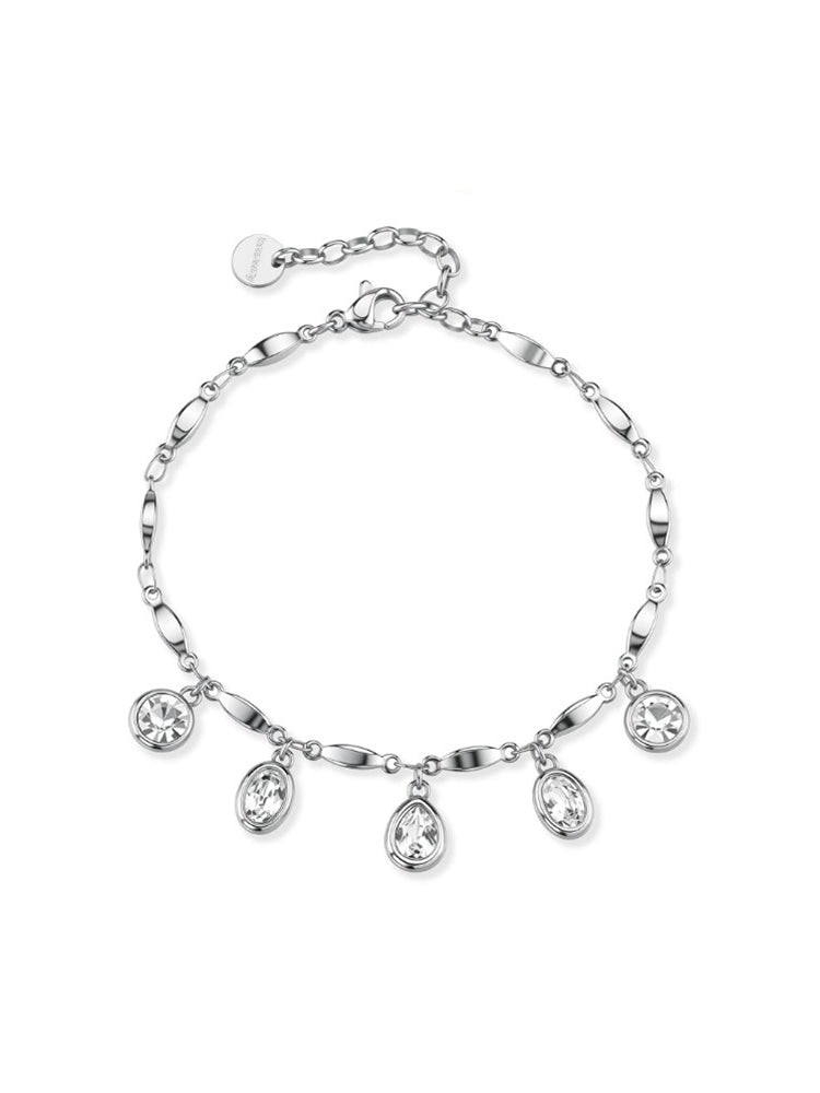 BRACCIALE DONNA IN ACCIAIO CON CRISTALLI PENDENTI BIANCHI BROSWAY