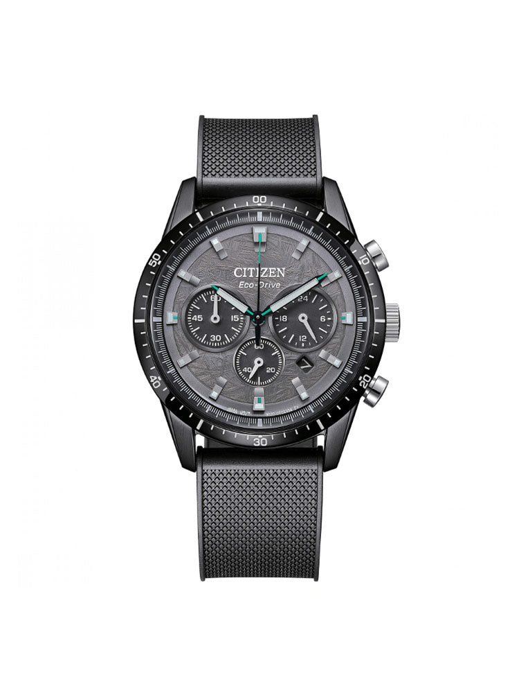 OROLOGIO UOMO T9 CRONO IN ACCIAIO NERO E CINTURINO IN CAUCCIU' CITIZEN