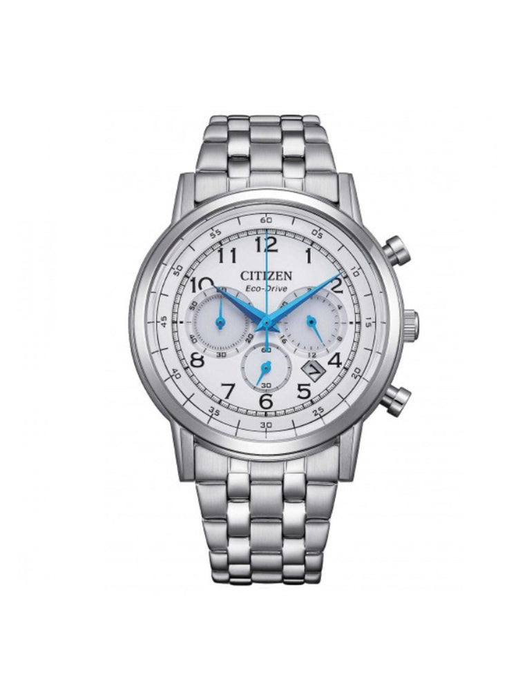 OROLOGIO UOMO CRONOGRAFO BIANCO CON LACETTE BLU IN ACCIAIO CITIZEN