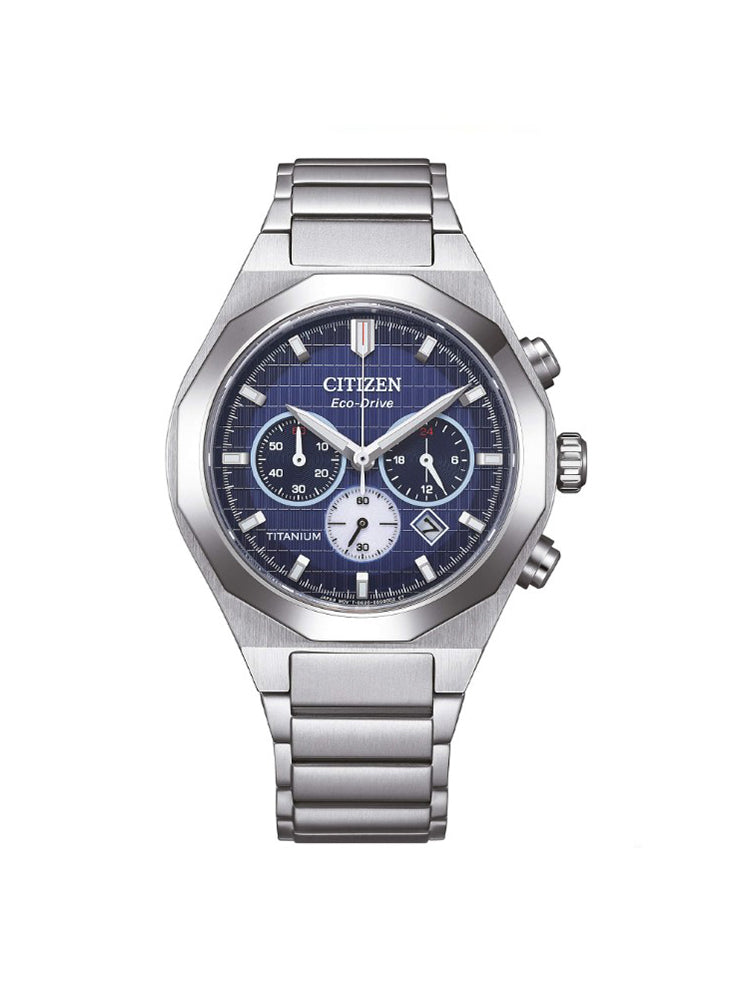 OROLOGIO UOMO ZENSHIN SENKEI CRONOGRAFO IN SUPER TITANIO CON QUADRANTE BLU CITIZEN