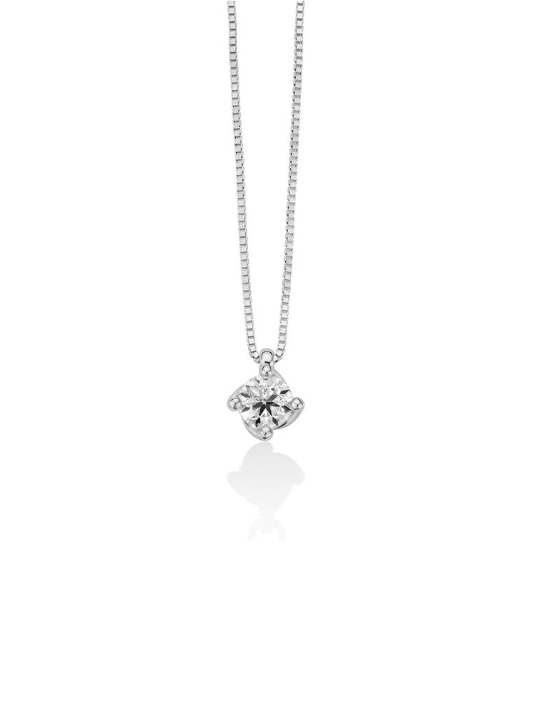 COLLANA DONNA PUNTO LUCE IN ORO BIANCO 18KT E DIAMANTE MILUNA
