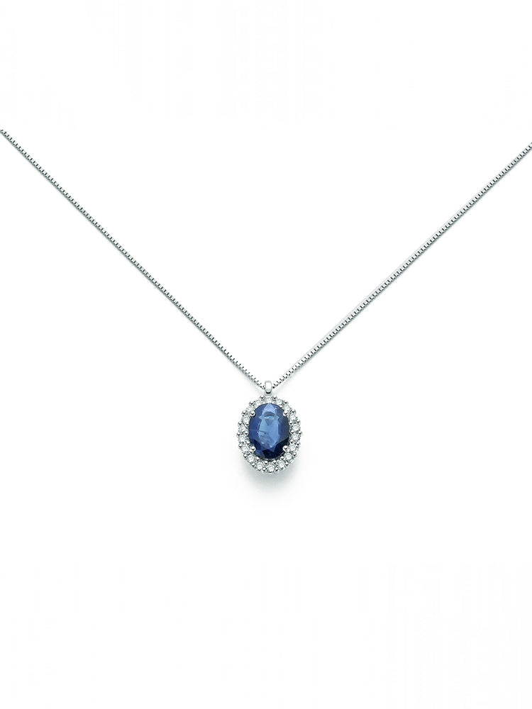 COLLANA DONNA IN ORO CON DIAMANTI E ZAFFIRO MILUNA