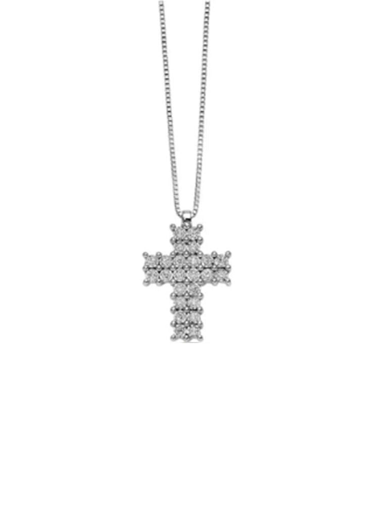 COLLANA DONNA CROCE IN ORO BIANCO E DIAMANTI 6,72CT MILUNA