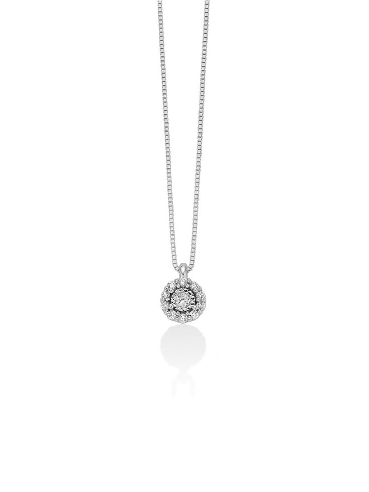 COLLANA DONNA PUNTO LUCE IN ORO BIANCO 18KT E DIAMANTI MILUNA