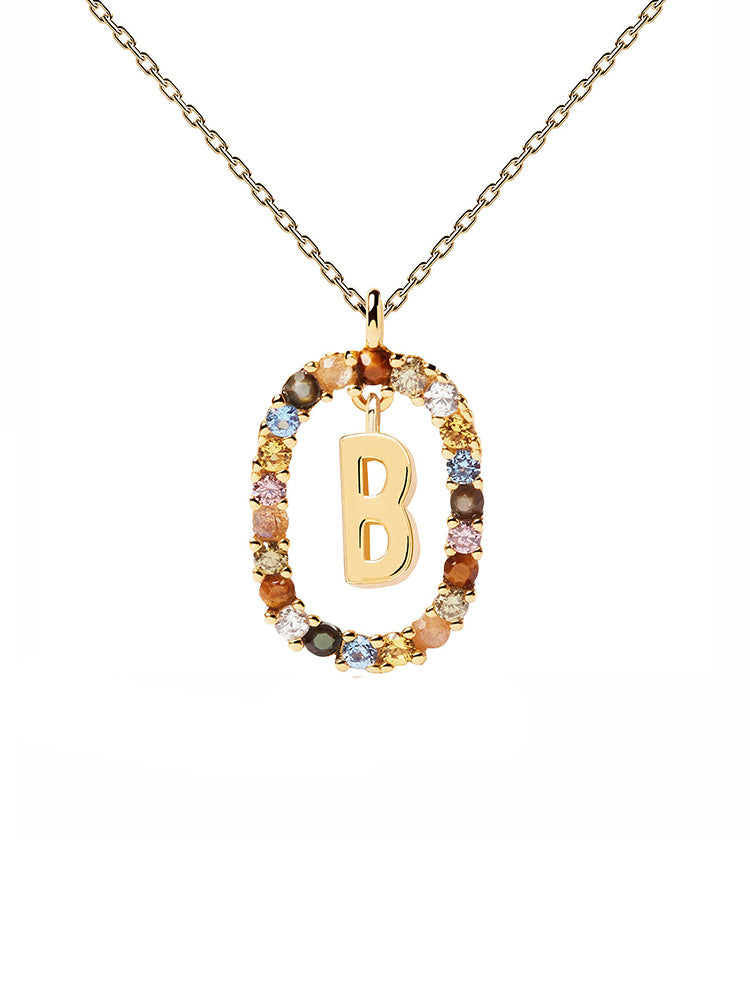COLLANA DONNA LETTERA B IN ARGENTO PLACCATA ORO PDPAOLA