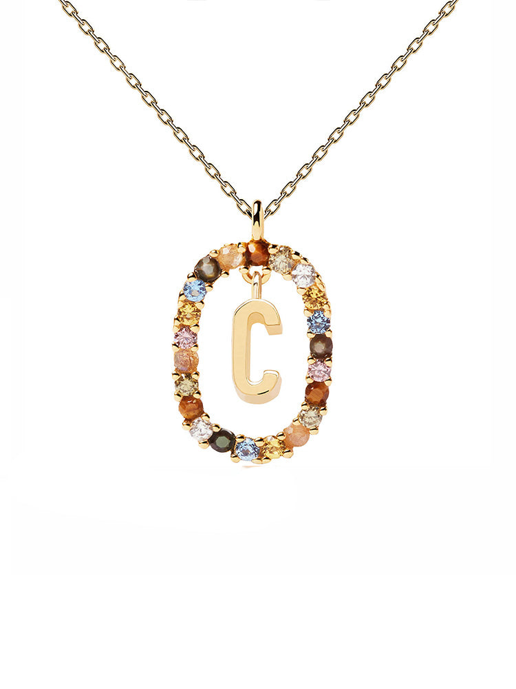 COLLANA DONNA LETTERA C IN ARGENTO PLACCATA ORO PDPAOLA