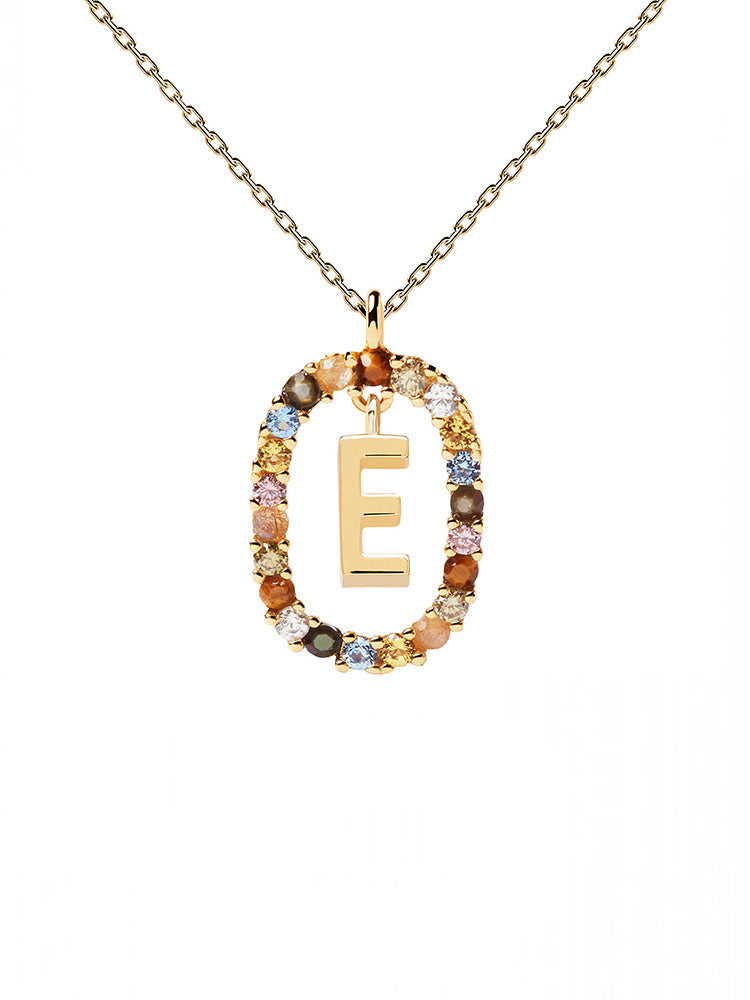 COLLANA DONNA LETTERA E IN ARGENTO PLACCATA ORO PDPAOLA