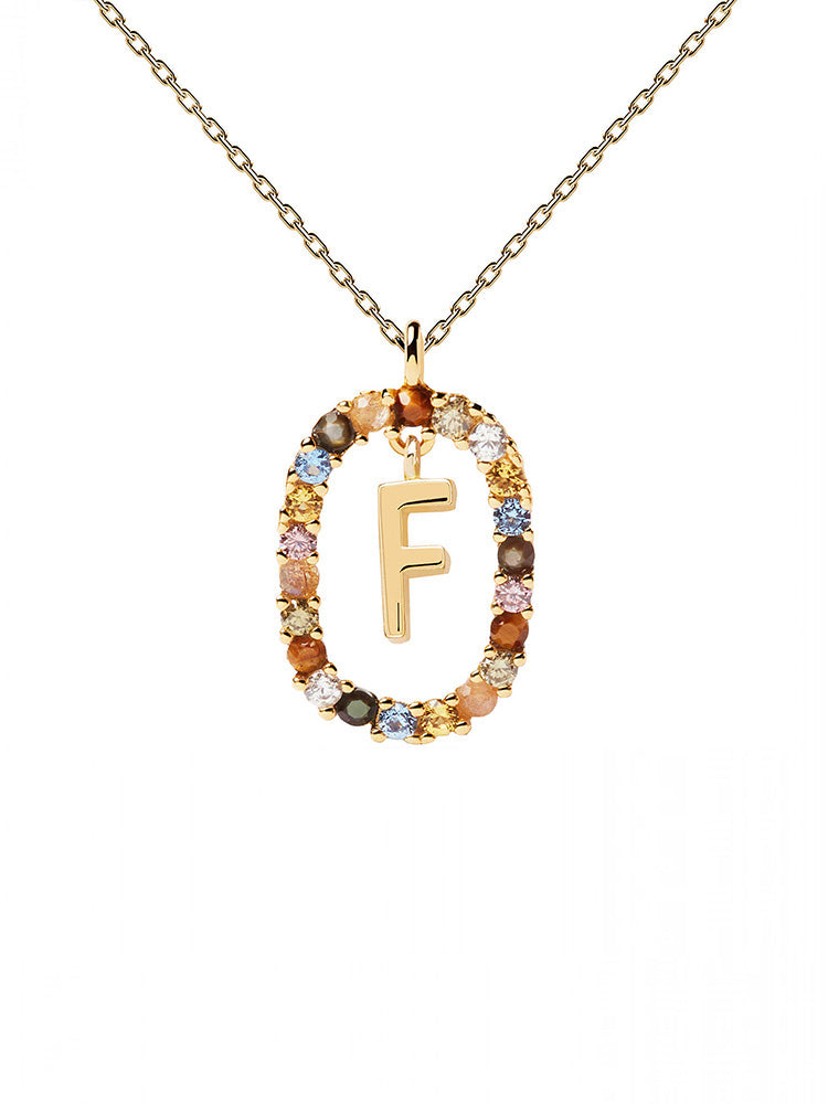 COLLANA DONNA LETTERA F IN ARGENTO PLACCATA ORO PDPAOLA