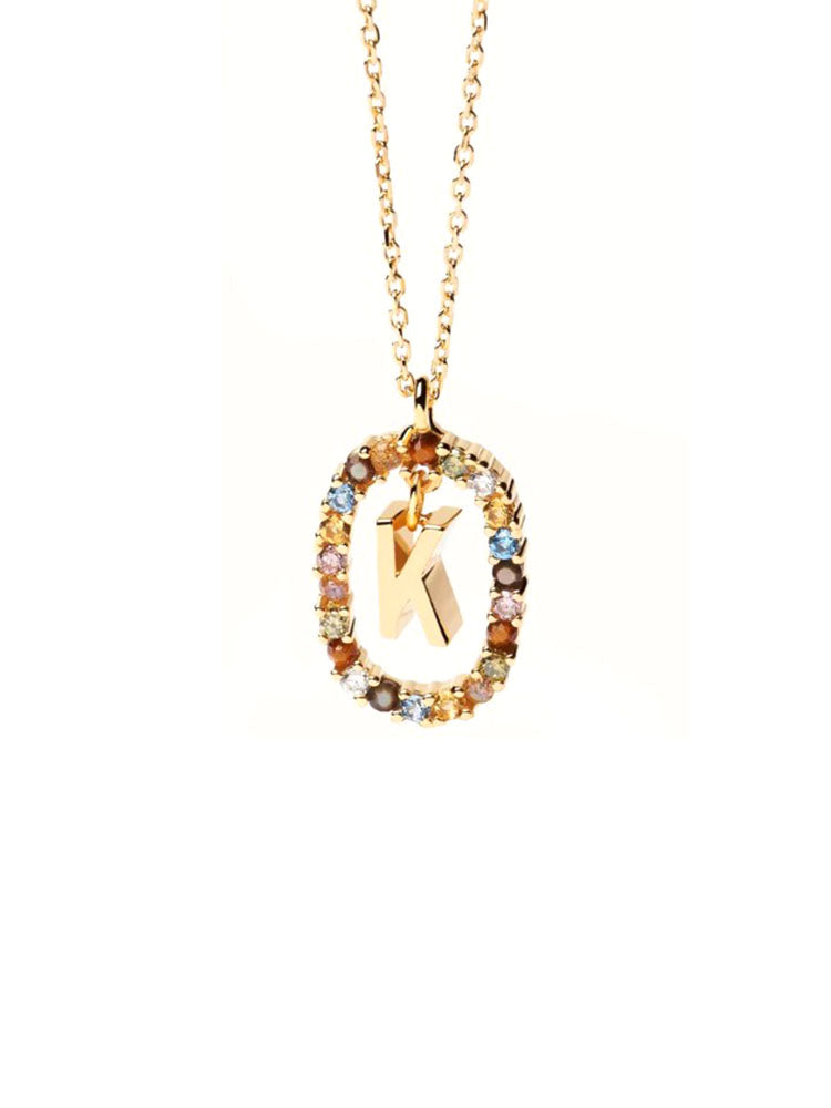 COLLANA DONNA LETTERA K IN ARGENTO PLACCATA ORO PDPAOLA