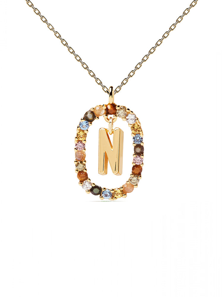 COLLANA DONNA LETTERA N IN ARGENTO PLACCATA ORO PDPAOLA