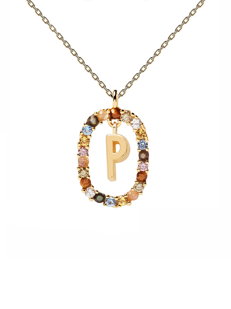COLLANA DONNA LETTERA P IN ARGENTO PLACCATA ORO PDPAOLA