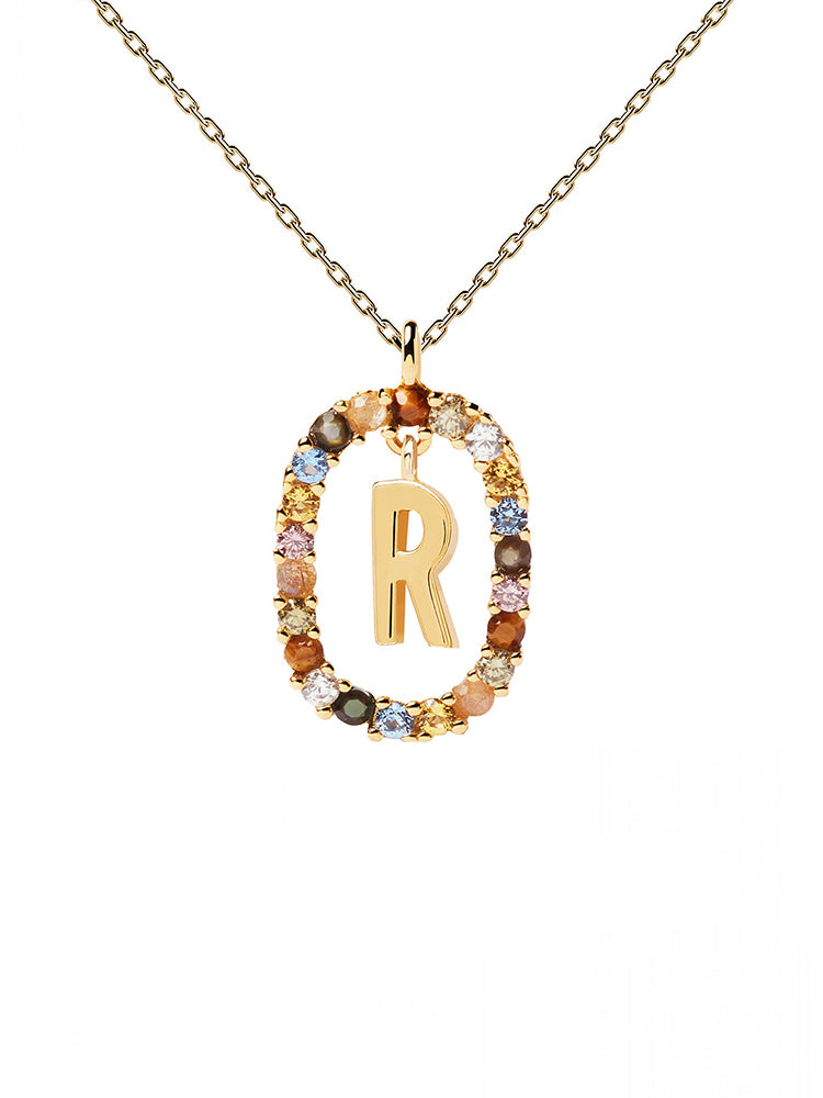 COLLANA DONNA LETTERA R IN ARGENTO PLACCATA ORO PDPAOLA